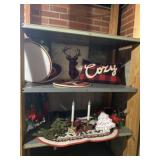 Christmas pillows, rug and decorations.