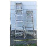Two aluminum ladders, 1 5 foot and 16 foot