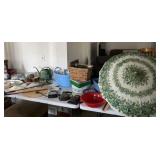 Umbrella, tins, carry tote and everything on