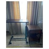 Adjustable table on wheels and small night stand