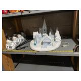 Light up Christmas snow set and snowman decor.