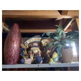 Vase, wreath and artificial plant decor.