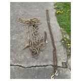 Log chain with two good ends and fence stretcher.