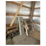 Sawhorses, workmate table and bag/washer game