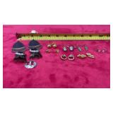 Gold and Silvertone earrings hand painted acorns