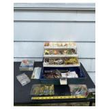 Tackle box, weights and all fishing lures.