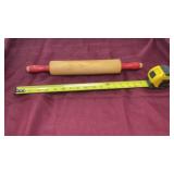 Red handled rolling pin, Wood