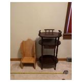 21 inch tall wood bench and 31 inch 3 tier tall