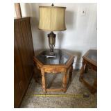 1970ï¿½s hexagonal smoked glass top with etching