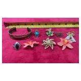 silver-tone ring marquise-cut hematite stone,