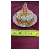 Jeannette Iridescent Iris Butter Dish With Lid