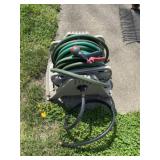 Hose reel with hose.