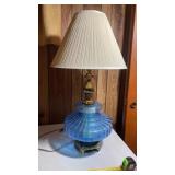 Mid-century modern blue table lamp, 34 inches