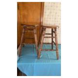 Two solid oak 24 inch stools