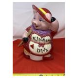 A "Kitchen Diva" Ceramic Cookie Jar Pig.
