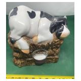 Holstein Ceramic Cookie Jar on Hay