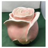 Vintage Pink Rosebud Ceramic Cookie Jar