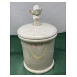 Ceramic Cookie Jar with Angel Figurine Lid Handle