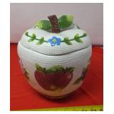 Mosaic Fruit Cookie Jar Apple Shape Ceramic Jay