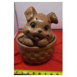 Dog in Basket Cookie Jar