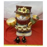 Vintage Ceramic Scarecrow Cookie Jar