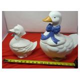Goose Cookie Jars. One is cracked.