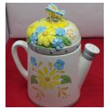 Sunflower Teapot Cookie Jar (With Cracks)