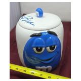 Blue M&M Cookie Jar (Cracked and Chipped)