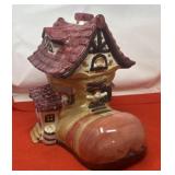 Cookie Jar Shaped like a House Inside a Shoe,
