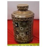 Vintage McCoy USA Pottery Canister 10" Tan Green