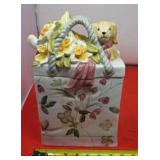 WCL Cookie Jar Puppy in Floral Bag w/ Handles,