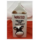 Ceramic Cookie Jar. Shaped like a milk carton