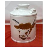 Vintage Ceramic Jar Decorated with a Cow Design