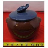 Bean Crock Cookie Jar. Chip on Lid and Jar