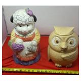 McCoy Owl Chipped Ear & Sheep Cookie Jars
