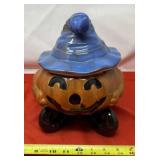 Ceramic Jack-O-Lantern Figurine. Serves as a