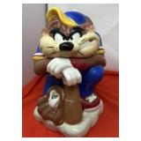 Tasmanian Devil "Batter Up" Ceramic Cookie Jar.