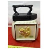 Vintage "Iron on Rooster" Cookie Jar. Manufactured