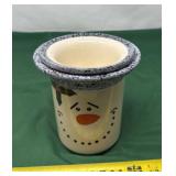 Snowman Face Carrot Nose Ceramic Nesting Jar