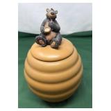 Honour Pottery Black Bear and Beehive Honey Jar