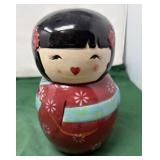 Japanese-Style Kokeshi Doll Collectible Jar