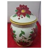 Poinsetta Cookie Jar (Crack in Lid)