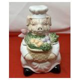 Vintage Ceramic Cookie Jar featuring a Chef Pig
