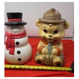 2 Cookie Jars.  Broke & Chip on Hat