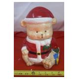 Ceramic Teddy Bear Cookie Jar Dressed as Santa
