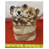 Ceramic Cookie Jar. Featuring a Koala and a Tiger