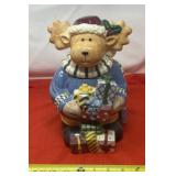 Christmas Theme Cookie Jar Shaped like a Moose