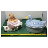 Treasure Cookie Jars. Both have Cracks.