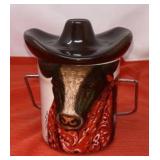 Ceramic Cow Crock Canister. 1990s G. Yewen