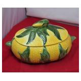 Vintage Ceramic Corn Motif Serving Tureen